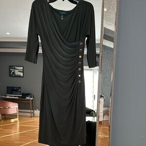 Lauren Ralph Lauren emerald green Dress with Button Detail